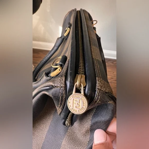 Fendi Black and Tan Striped Satchel - Picture 9 of 15